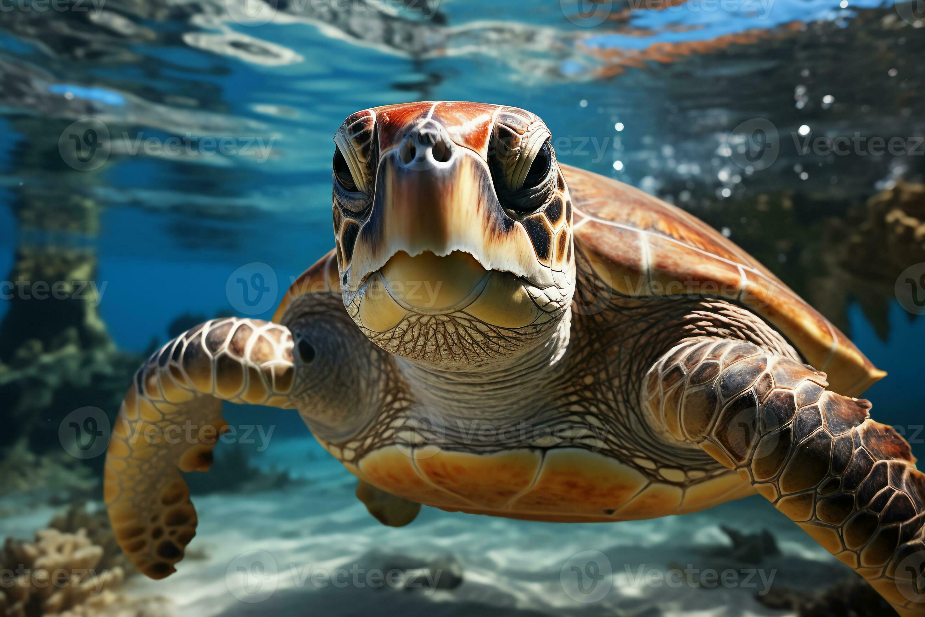 A sea turtle roams leisurely in the vast ocean. AI generative 28821584  Stock Photo at Vecteezy