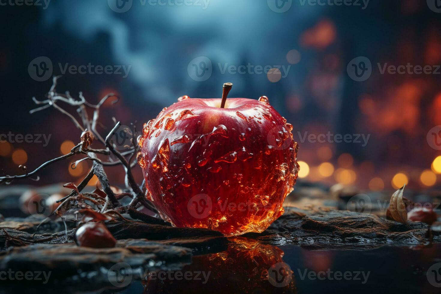 A red apple with a smooth surface and an attractive aroma. AI generative photo