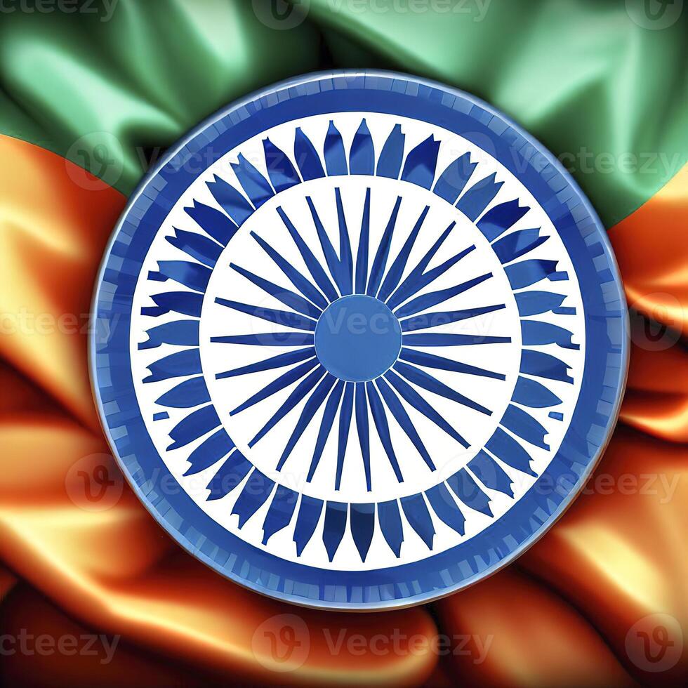 National emblem of India the Ashoka Chakra symbolizing peace and progress. AI Generative photo