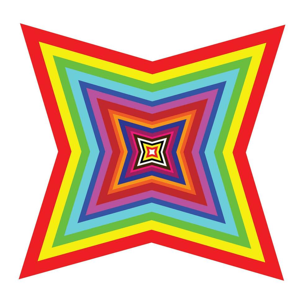 a 4 corner star with a rainbow colored design on it vector