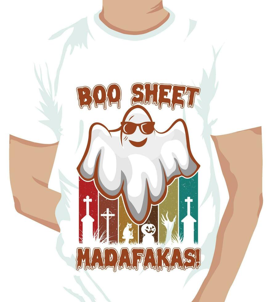 abucheo sábana madafakas t camisa, Víspera de Todos los Santos fantasma camisa, contento Víspera de Todos los Santos retro Clásico camisa vector