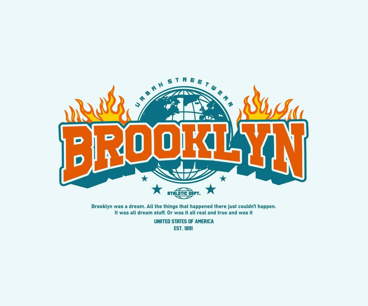 Clásico tipografía retro Universidad universidad brooklyn eslogan impresión para ropa de calle y urbano estilo camisetas diseño, sudaderas con capucha, etc vector