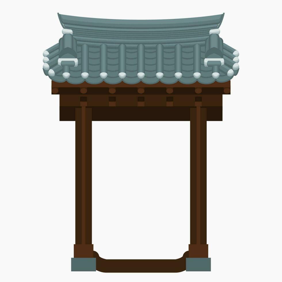 Editable Traditional Korean Hanok Door Building Vector Illustration for Artwork Element of Oriental History and Culture Related Design