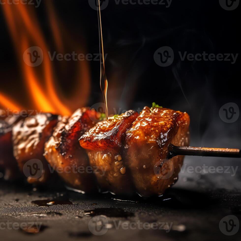 a Yakitori with blur background AI Generative photo