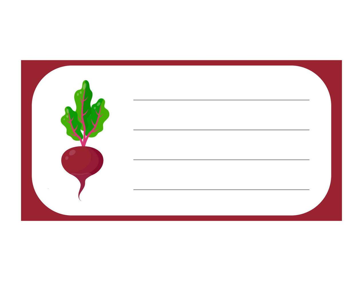 Note of cute vegetable beet label  illustration. Memo, paper. Vector drawing. writing paper