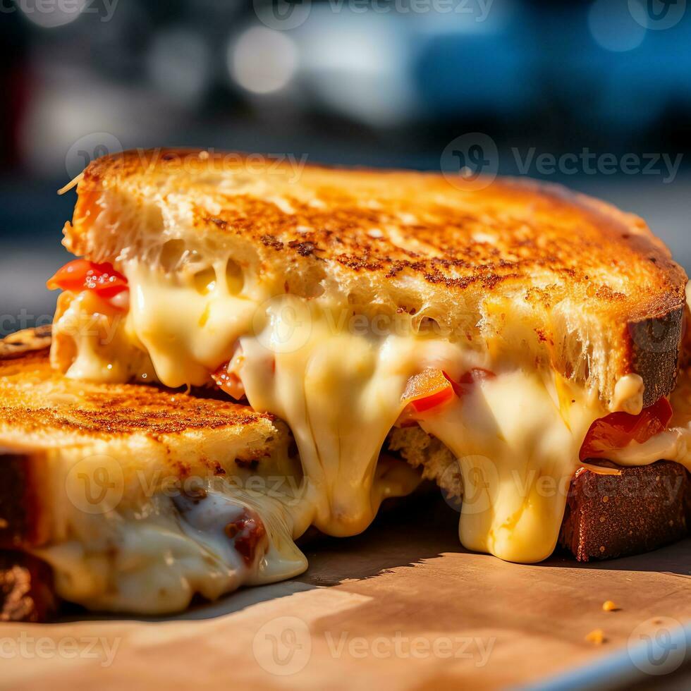 AI Generative grilled cheese sandwich with blur background photo