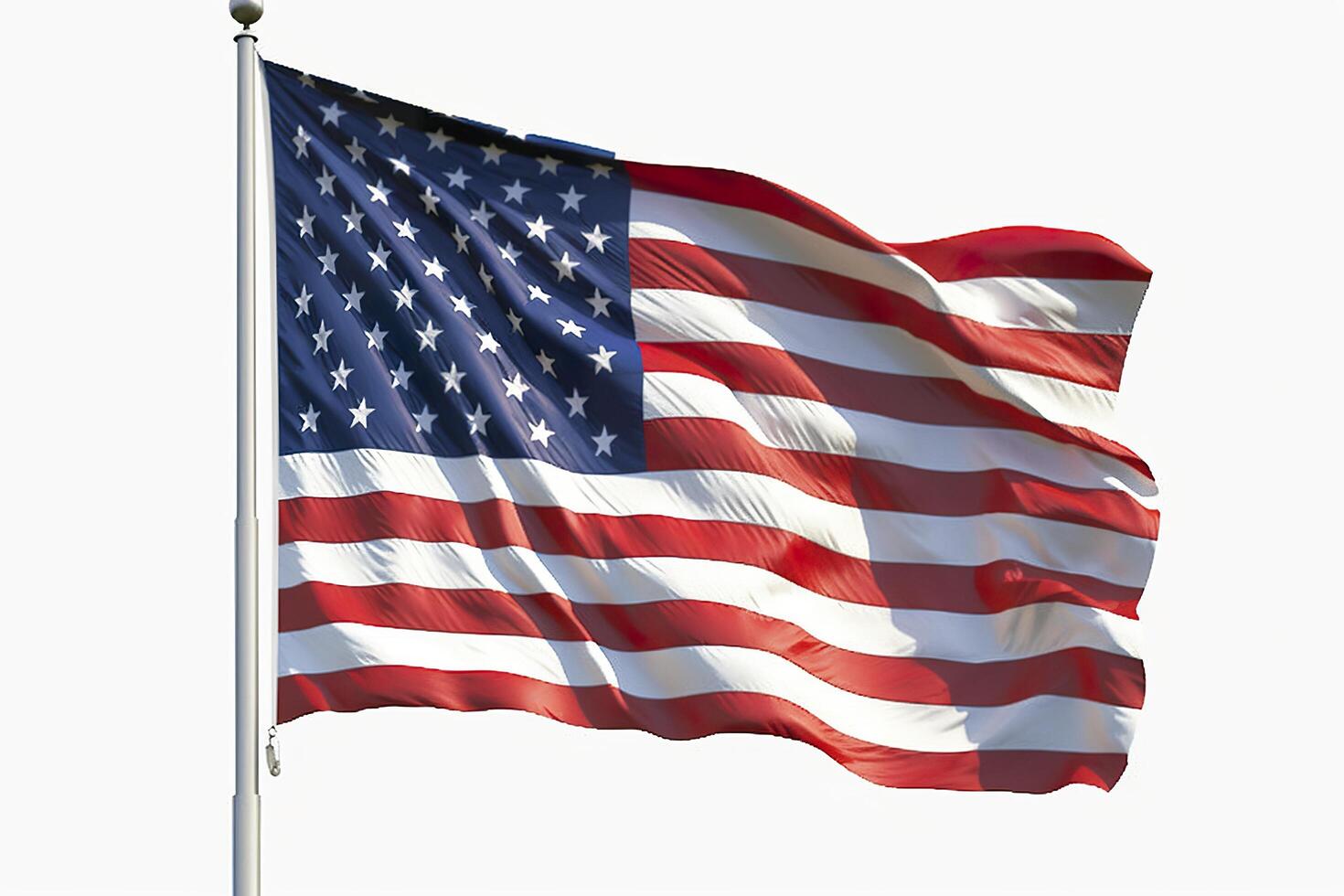 The flag of the United States of America Isolated. solid white backgroud. photo
