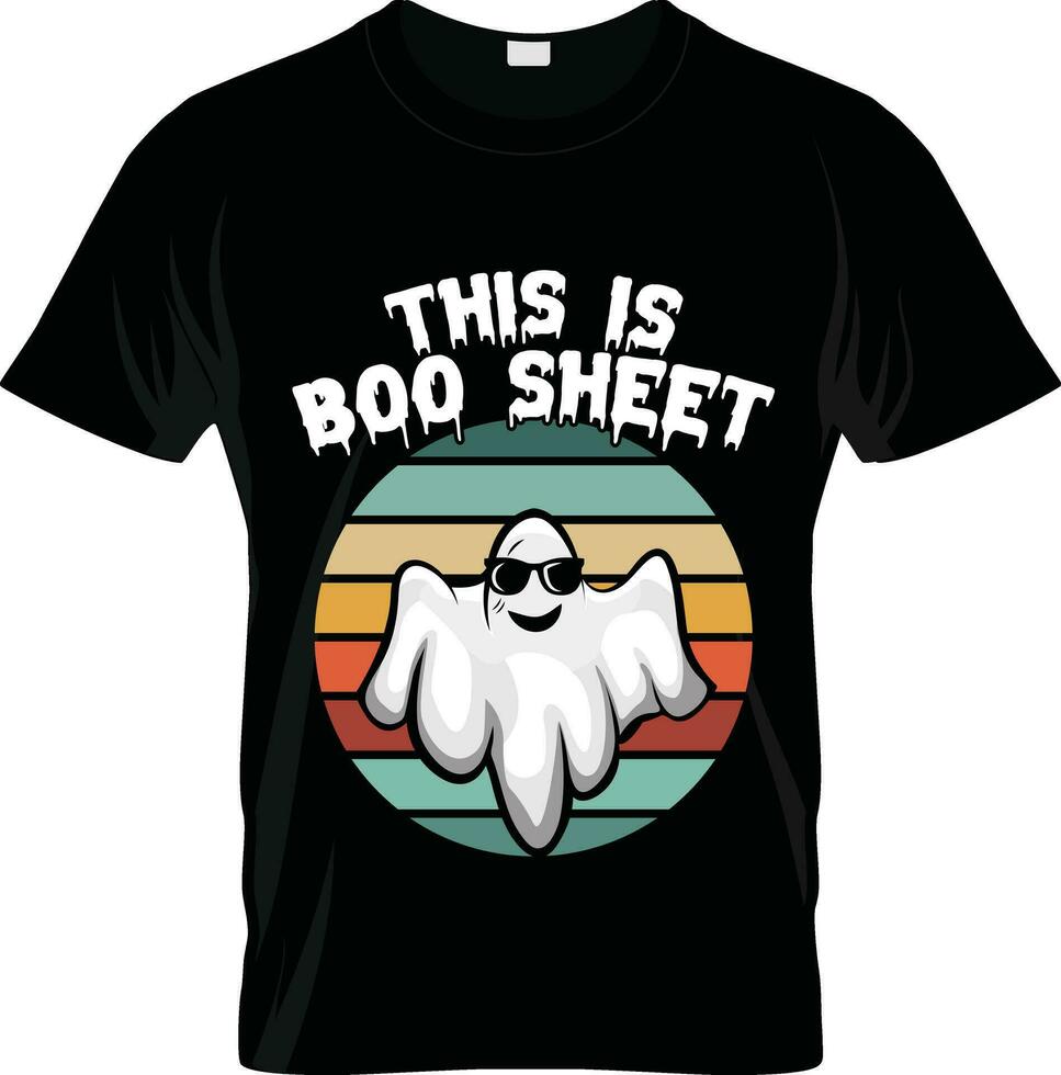 This Is Boo Sheet T Shirt, Halloween Ghost Shirt, Retro Vintage Background Shirt vector