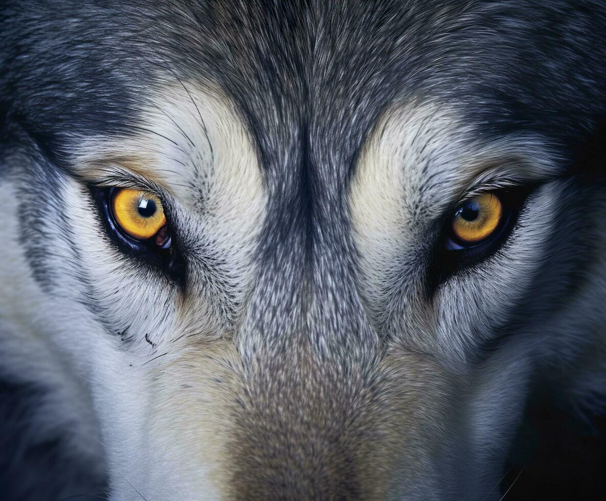 beautiful eyes of a wild wolf. Generative AI photo