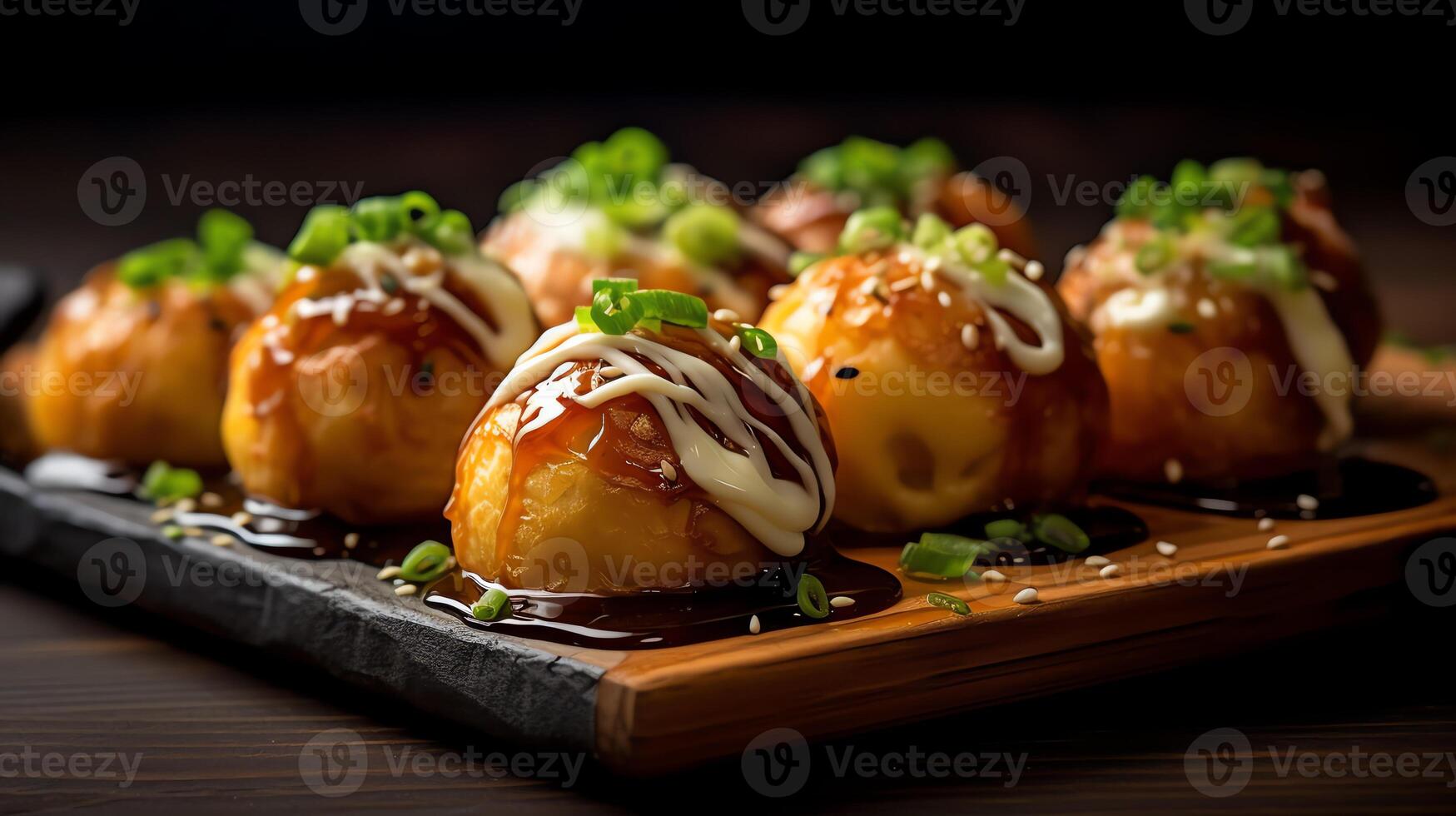 a Takoyaki with blur background photo