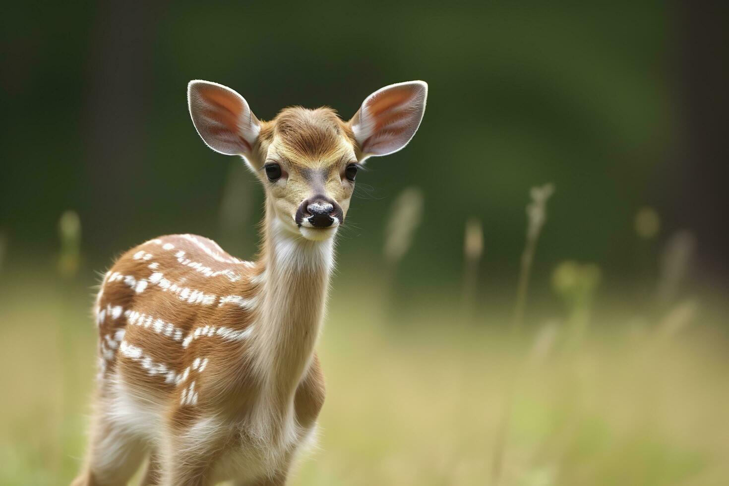 European fallow deer or common fallow deer fawn portrait. Generative AI photo