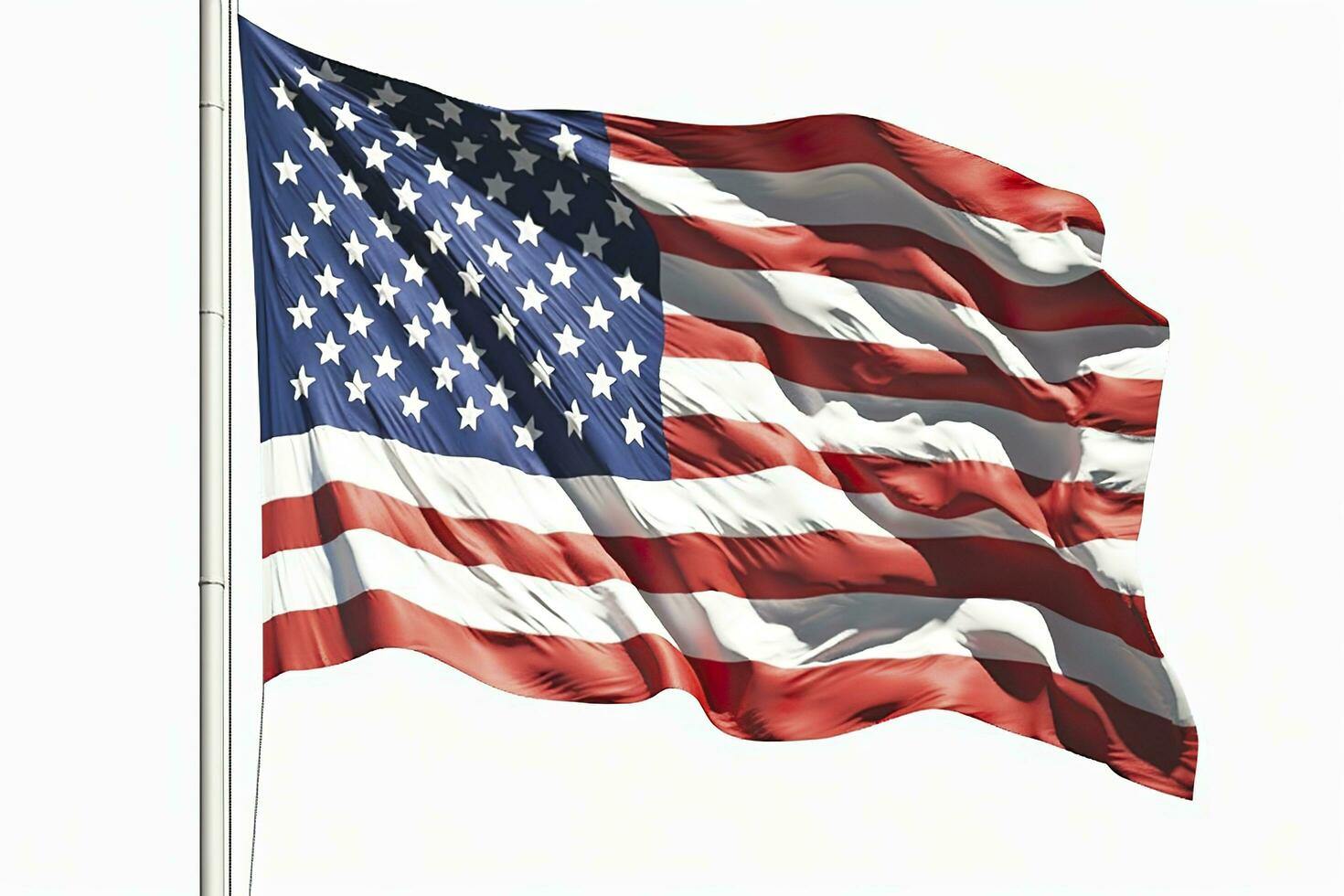 el bandera de el unido estados de America aislado. sólido blanco fondo ai generativo foto