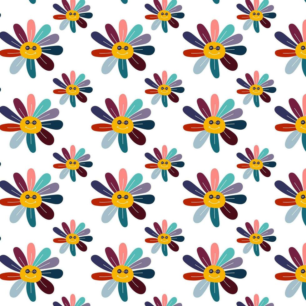 Seamless childish pattern with cute hand drawn flower. for fabric, print, textile, wallpaper, apparel vector