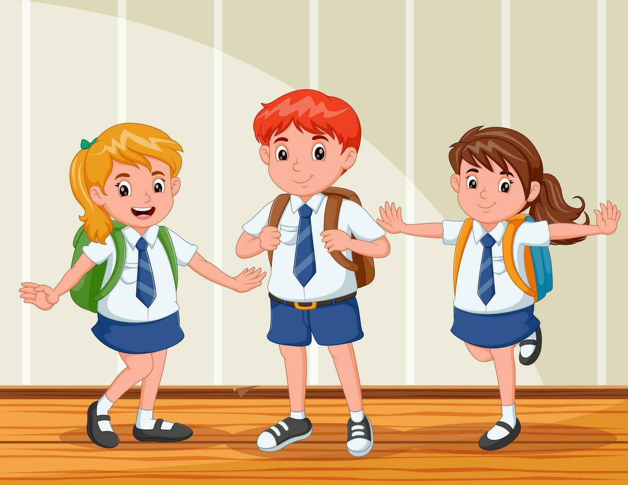 Illustration of kids in school uniform on white background vector