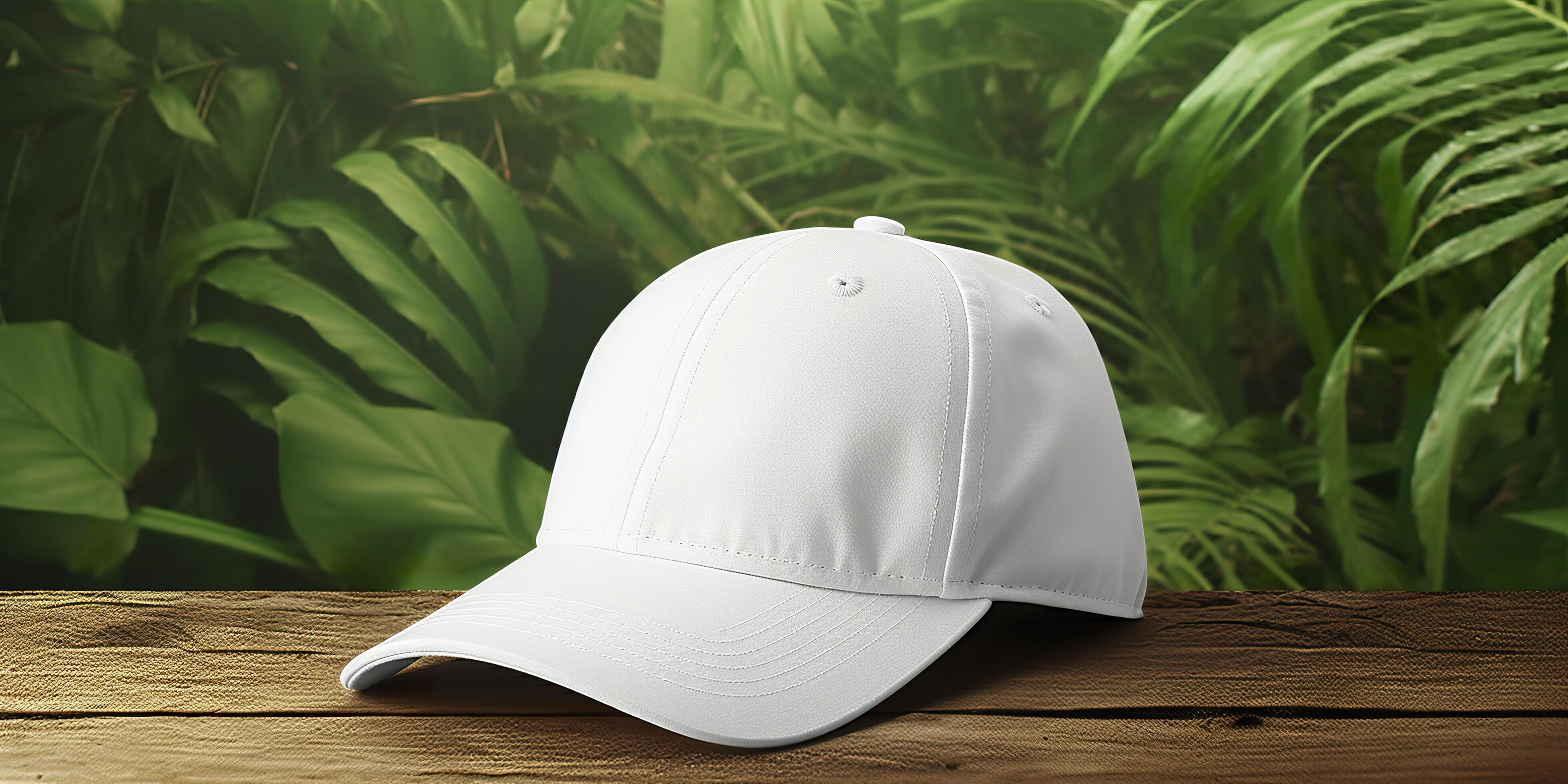White Cap mockup on a natural background. Generative AI 28823766 Stock ...
