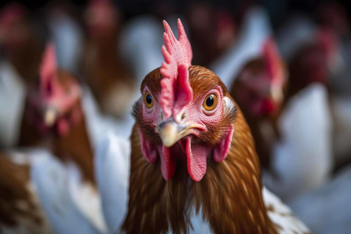 Chicken Farm with many healthy chicken and fresh eggs, photo