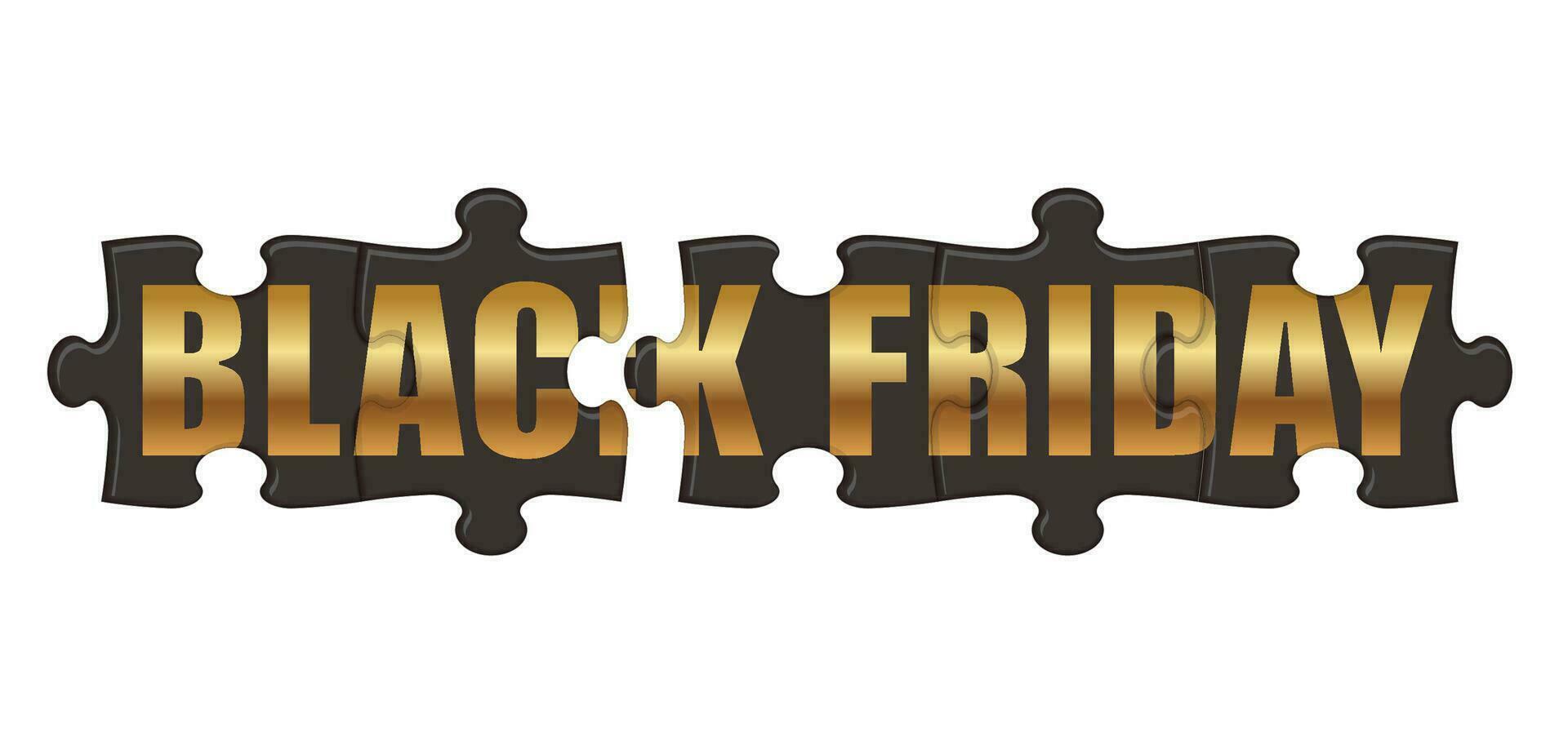 Black Friday Jig-Saw Puzzle Title. Vector Illustration Isolated On A White Background.