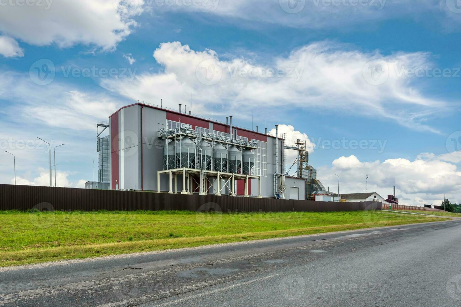 agro-processing plant for processing and silos for drying cleaning and storage of agricultural products, flour, cereals and grain photo