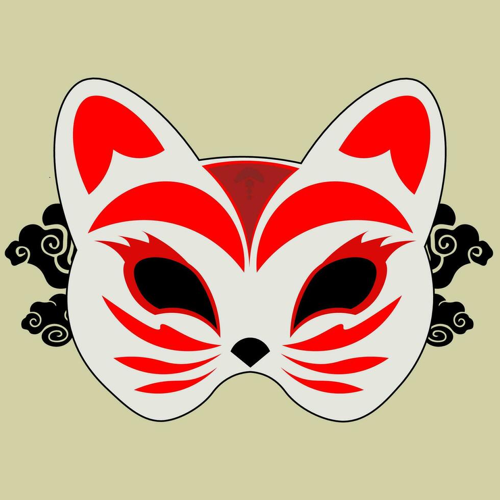 Japanese cat mask vector