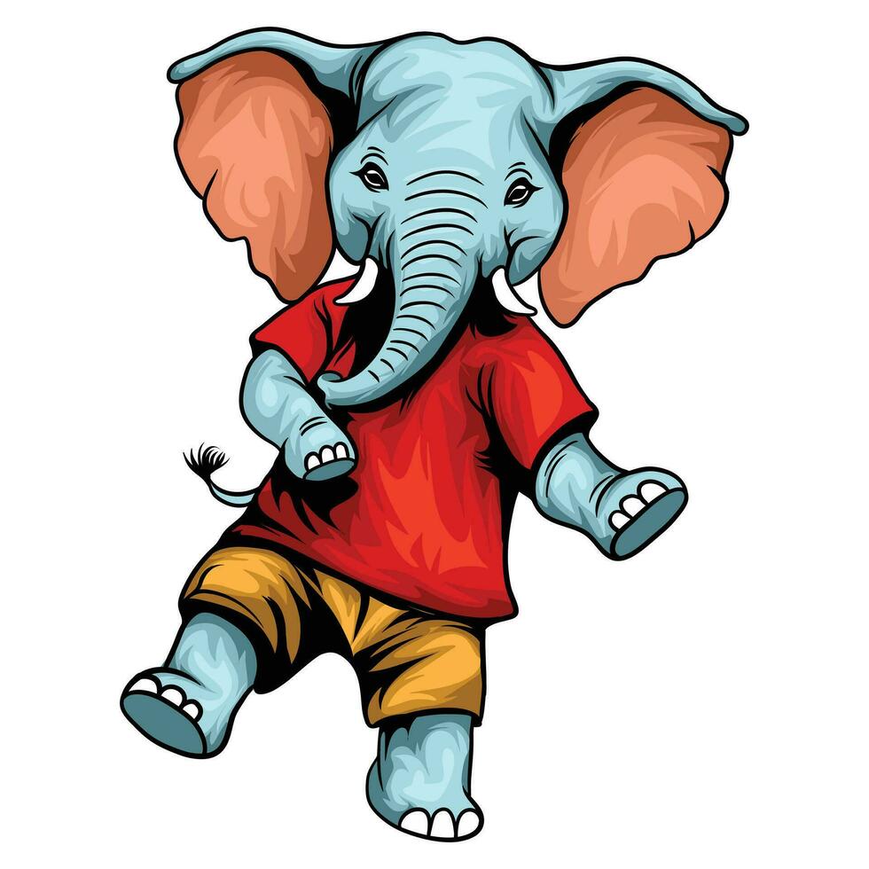 Elephant standing on 2 legs vector