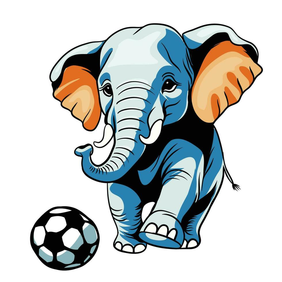 An elephant wearing a football uniform plays football vector