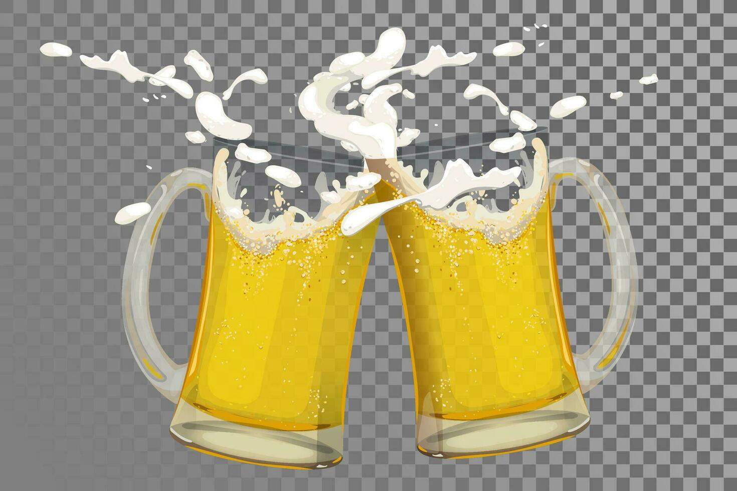 A mug of fresh beer. A glass with foam splashes. Vector illustration for brewery menu, Oktoberfest, party invitations.