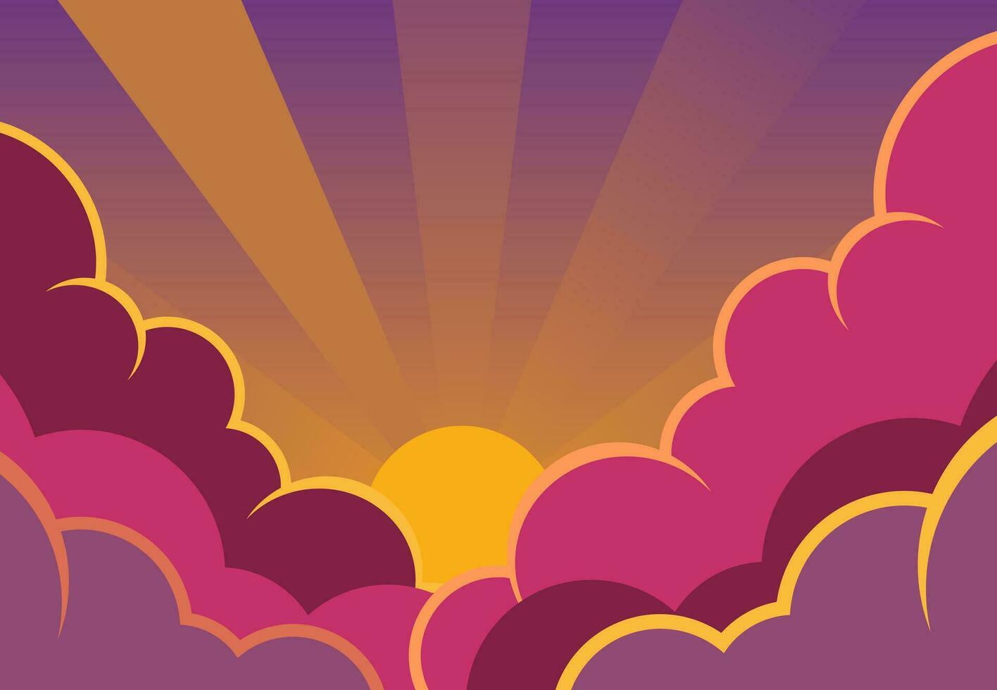 Sunset sky with colorful cloud vector illustration