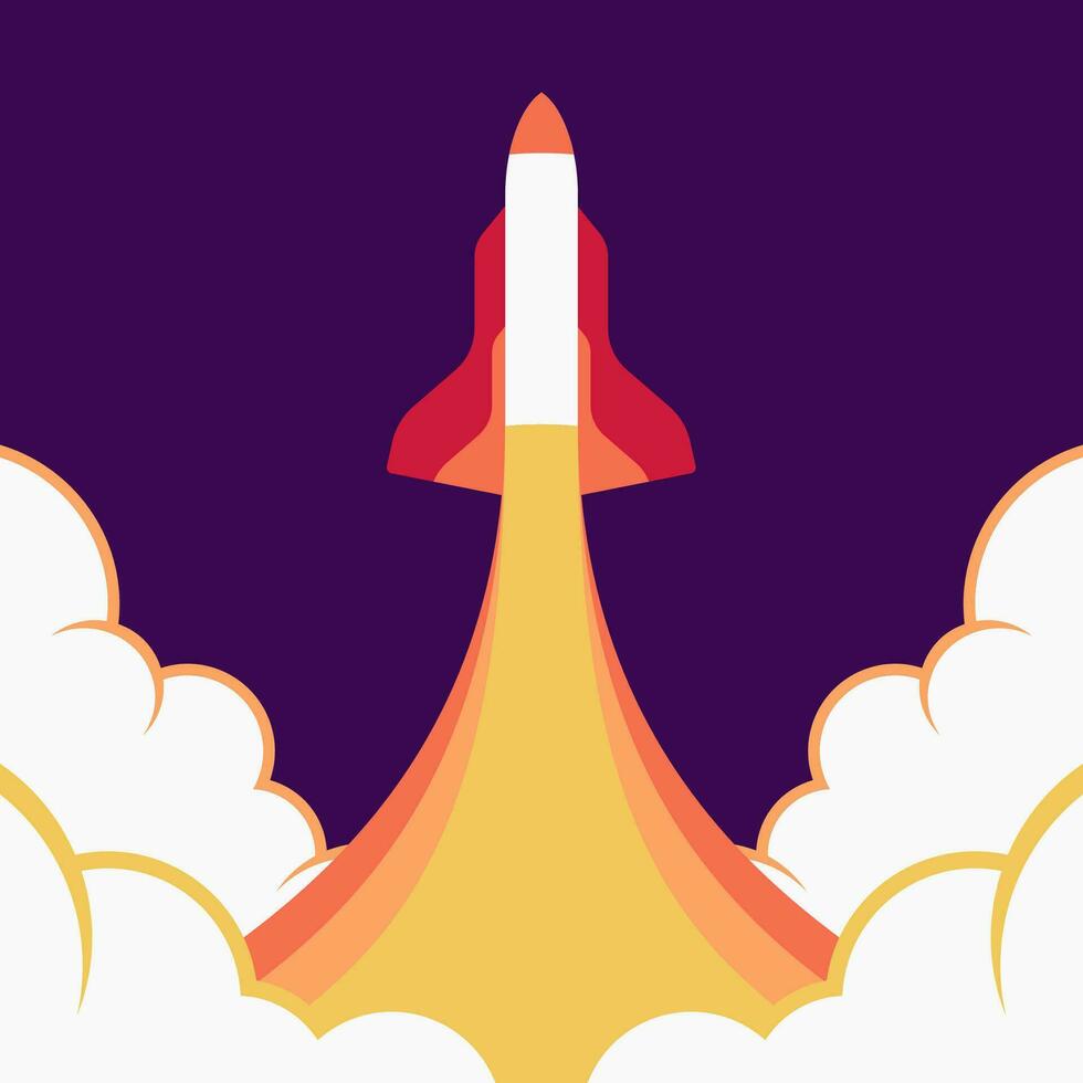 Space shuttle launching, rocket in space vector