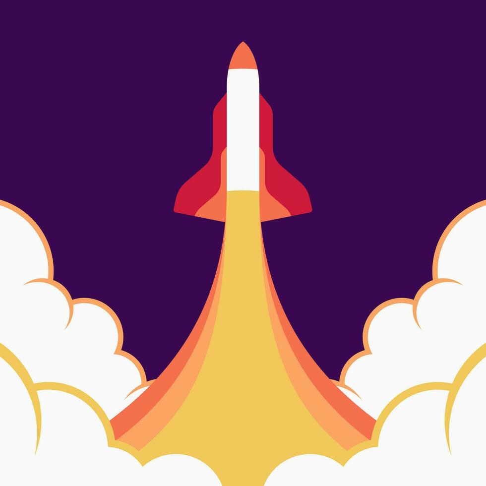 Space shuttle launching, rocket in space vector