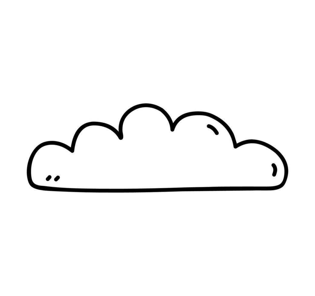 nube aislado en blanco antecedentes. clima elemento. vector dibujado a mano ilustración en garabatear estilo. Perfecto para tarjetas, decoraciones, logo, varios diseños