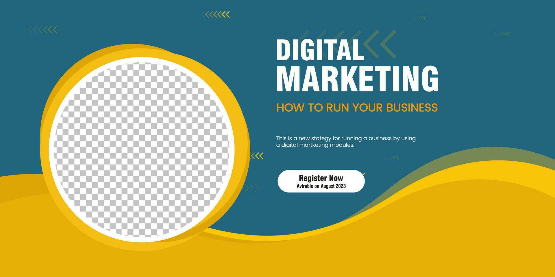Blue and yellow Banner concepts for social media vector, illustration, social media post template for food promotion simple banner frame vector