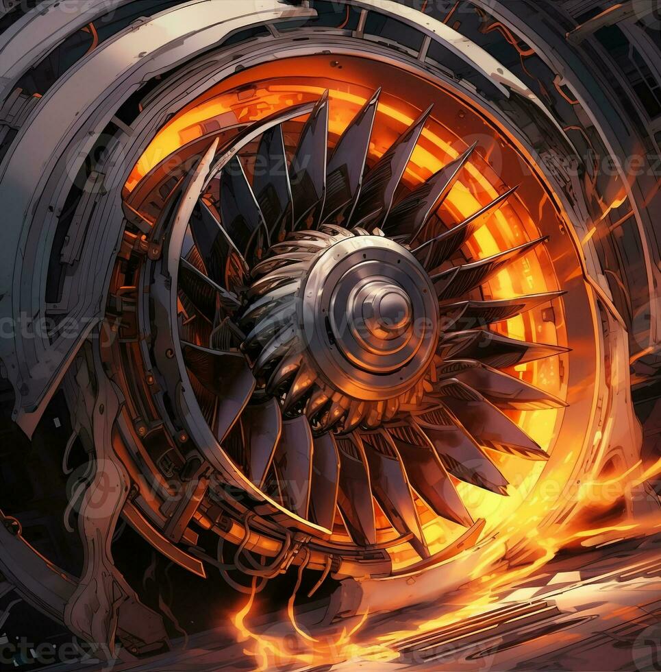 A close-up of a jet engine, industrial machinery stock photos