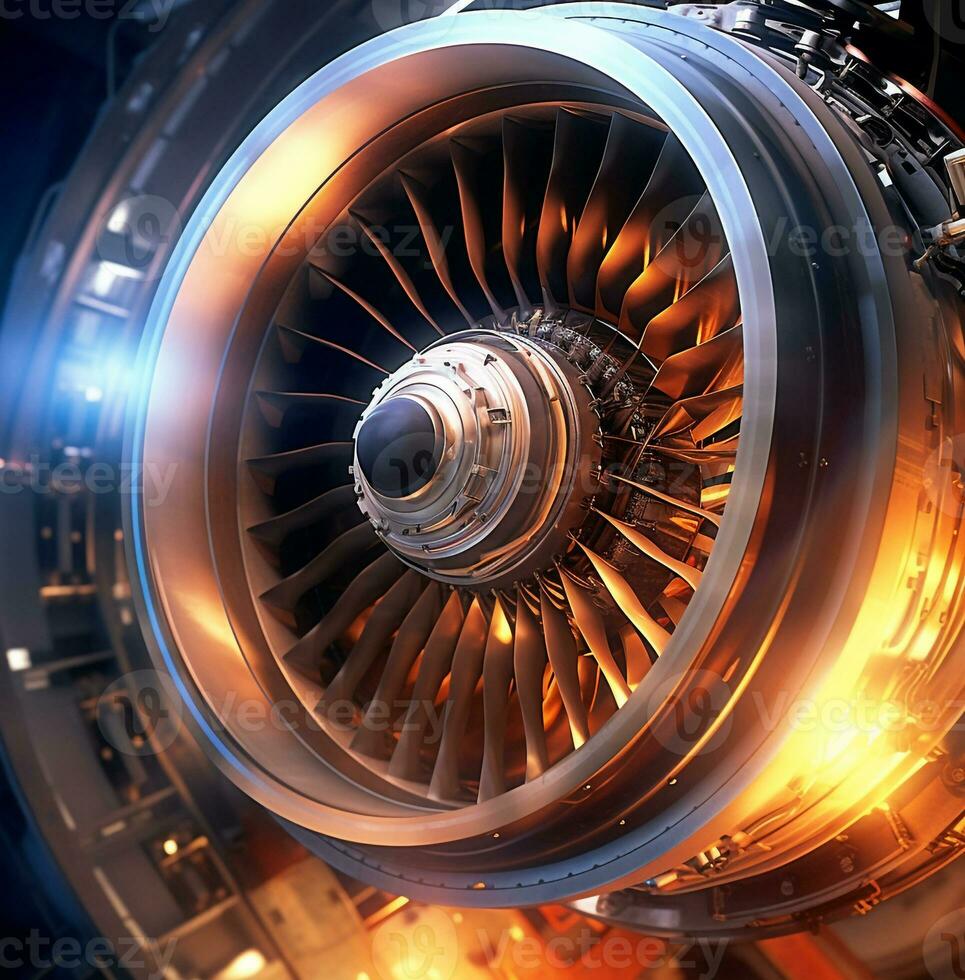 A close-up of a jet engine, industrial machinery stock photos