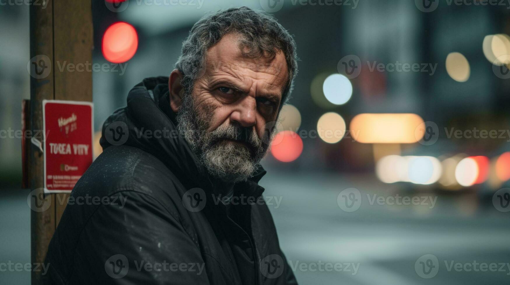 A man is standing on a street corner, mental health images, photorealistic illustration photo