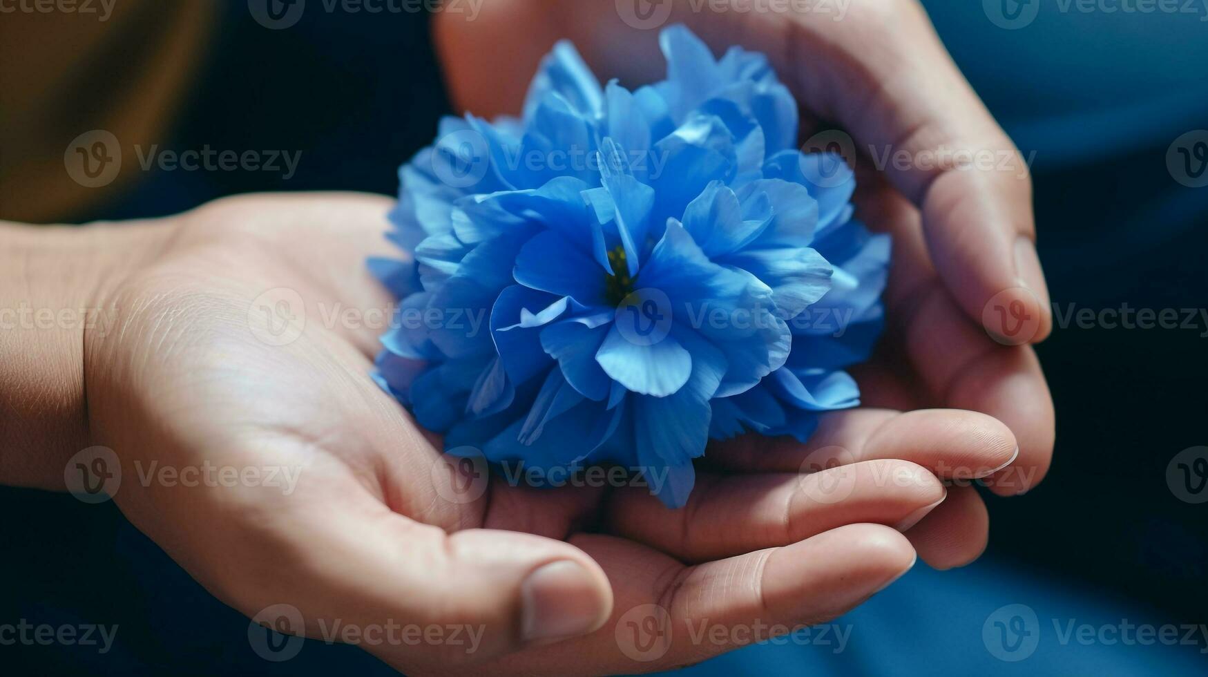 A close-up of a persons hand holding a flower, mental health images, photorealistic illustration photo