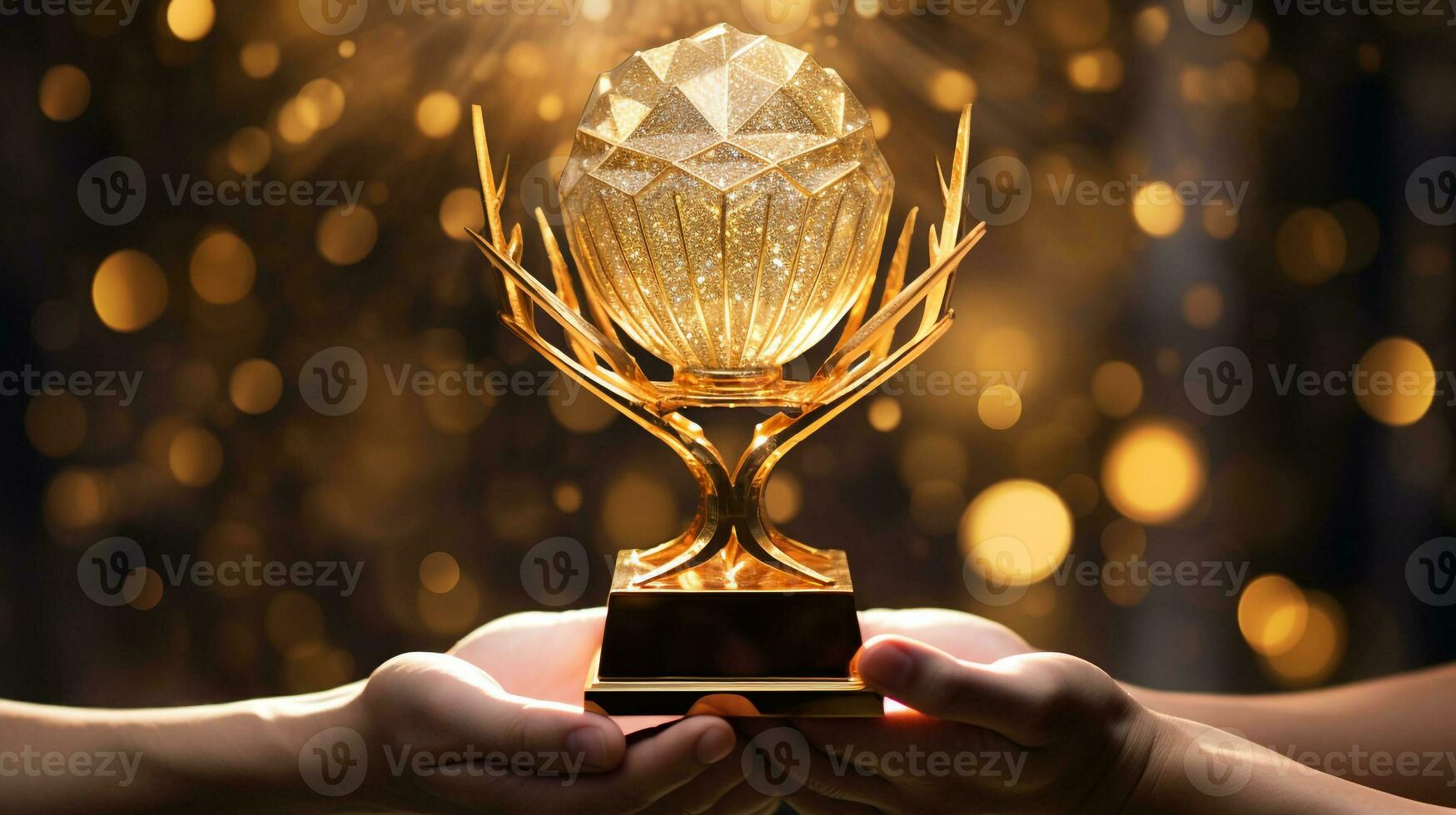 A persons hands are clasped together and they are holding a trophy, mental health images, photorealistic illustration photo