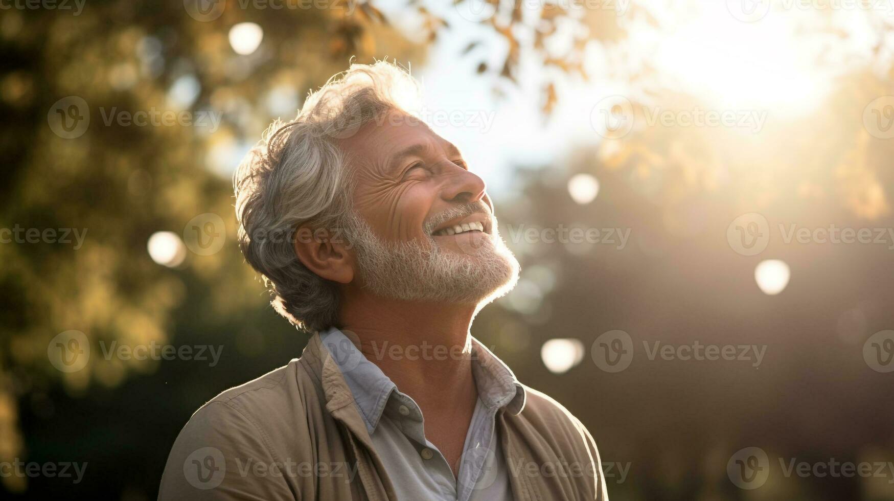 A person sitting in a park enjoying the fresh air and sunshine, mental health images, photorealistic illustration photo