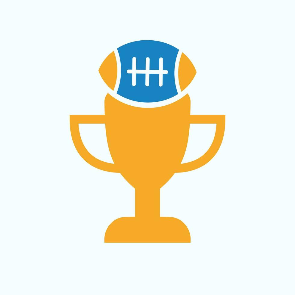 Rugby Championship Trophy Logo Design Concept With Rugby And Trophy Icon vector
