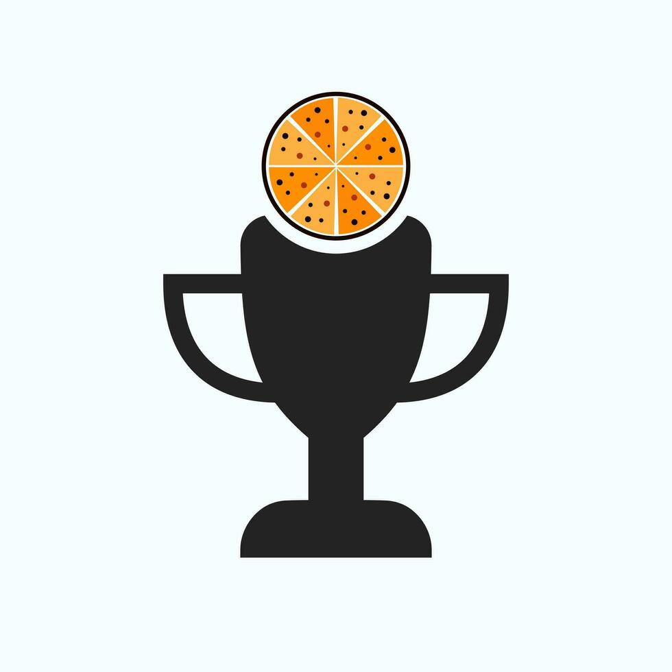 Pizza Championship Trophy Logo Design Concept With Pizza And Trophy Icon vector