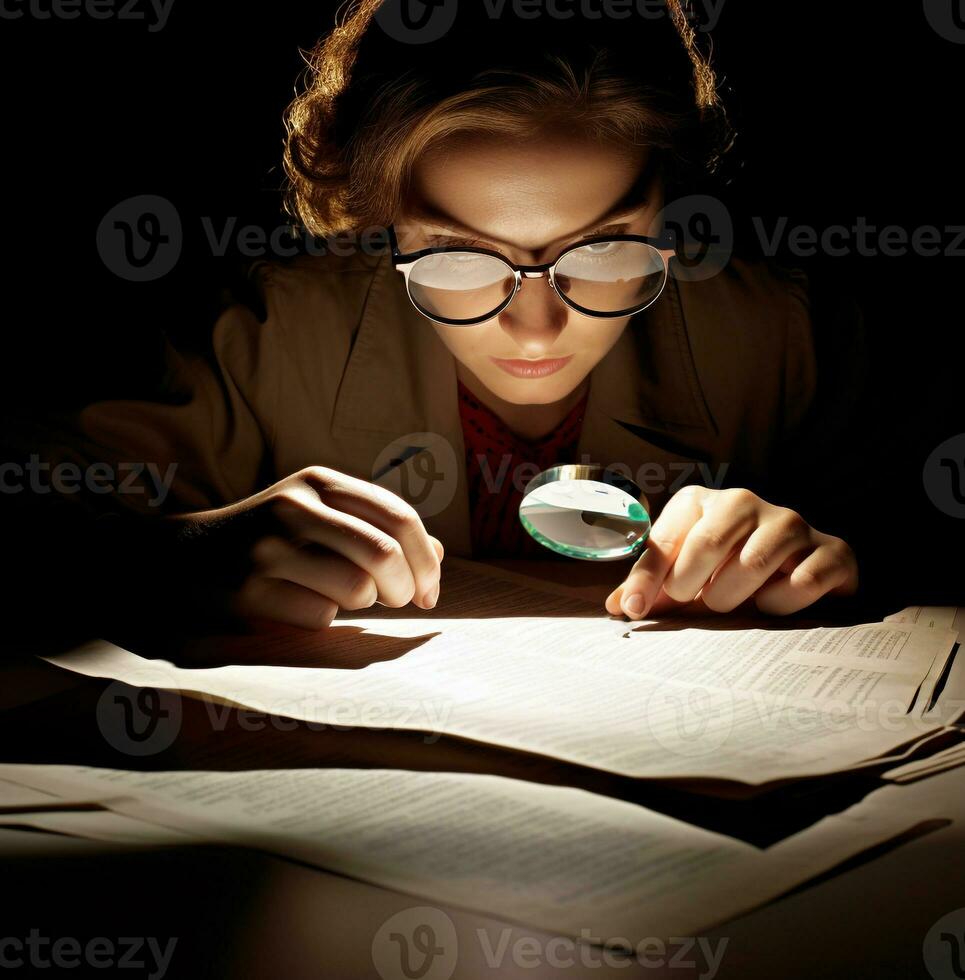 The auditor is a silhouette her face obscured by the shadows, business and marketing stock photos