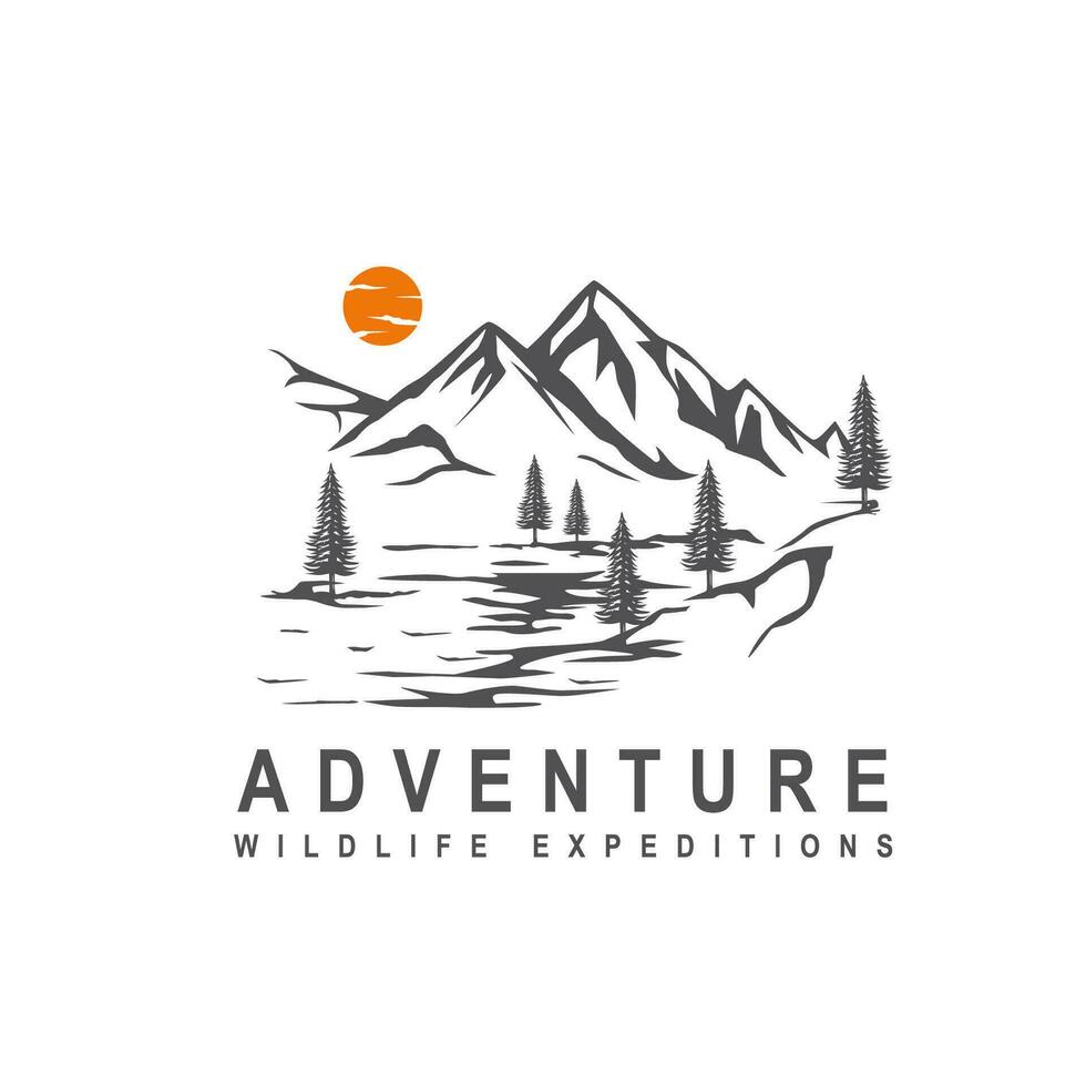 Mountain Logo, Vector Mountain Climbing, Adventure, Design For Climbing, Climbing Equipment, And Brand With Mountain Logo vector illustration