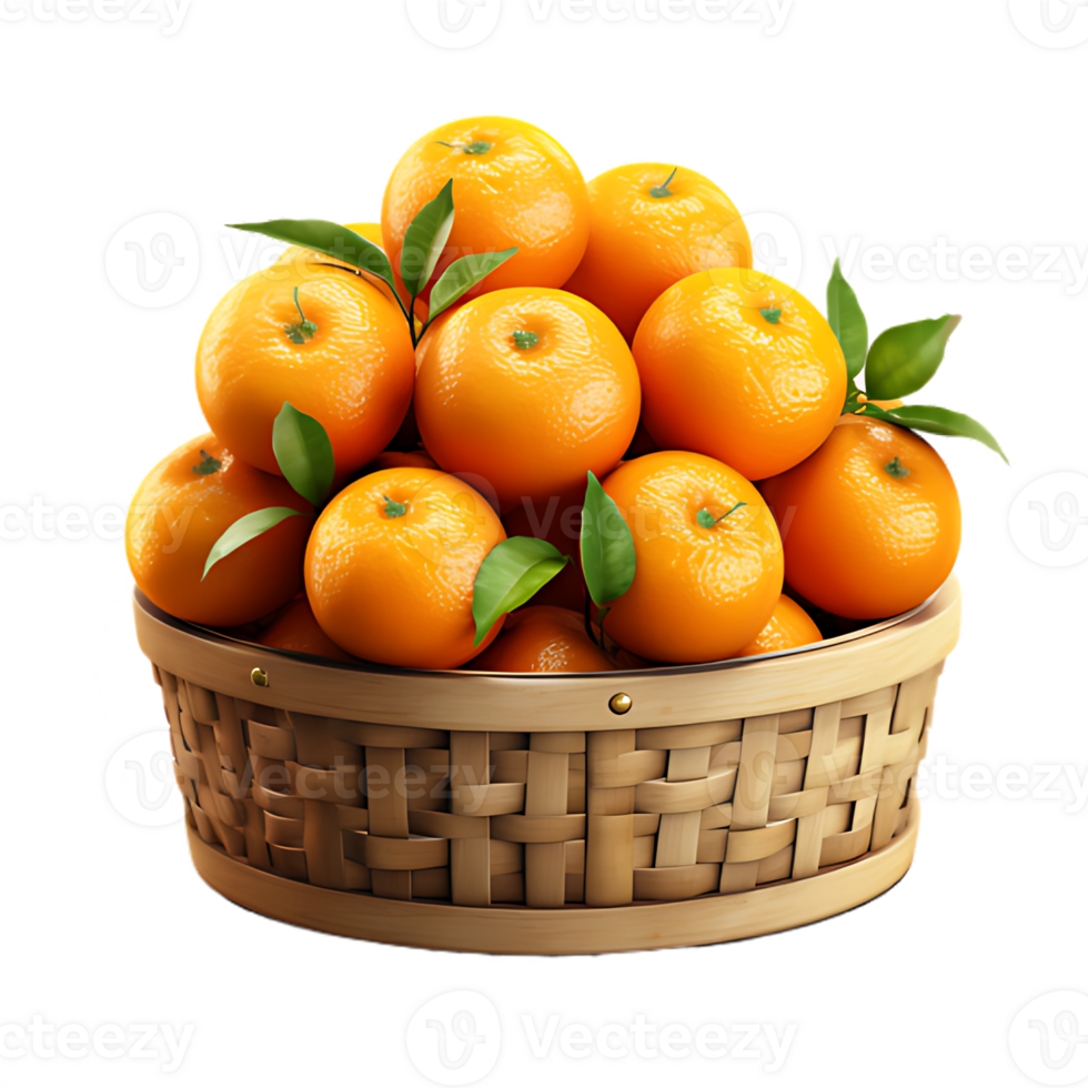 Korb voll von Mandarinen auf Weiß Hintergrund 28828256 PNG