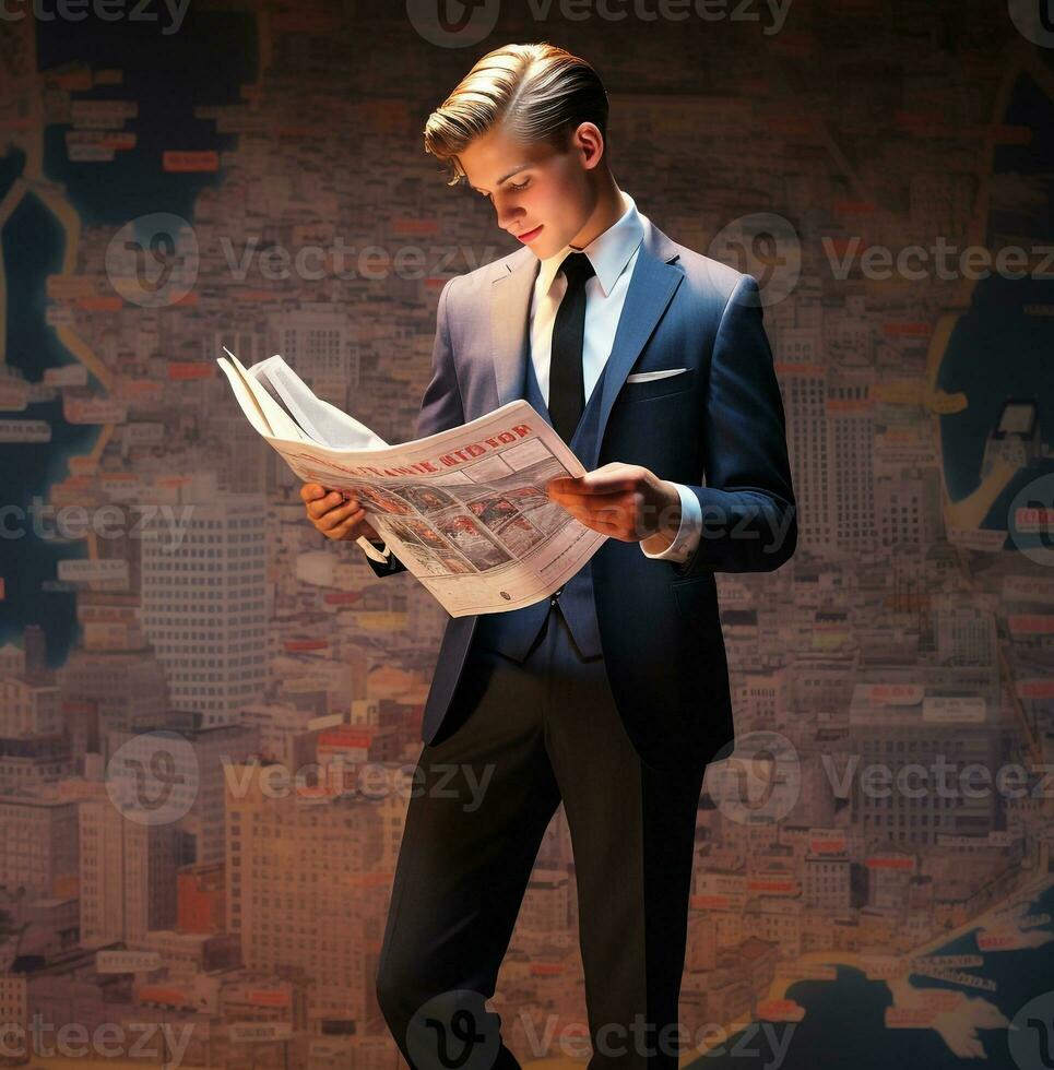 A young investment banker looking at a map of the world, business and marketing stock photos