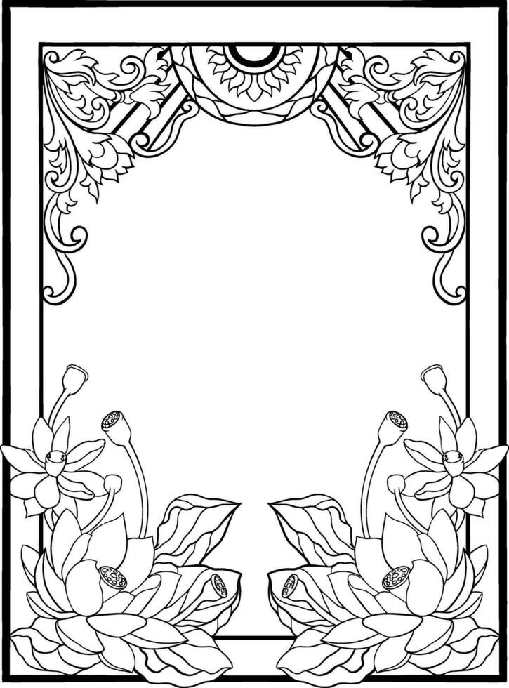 Lineart classic vintage carved ornament element design vector