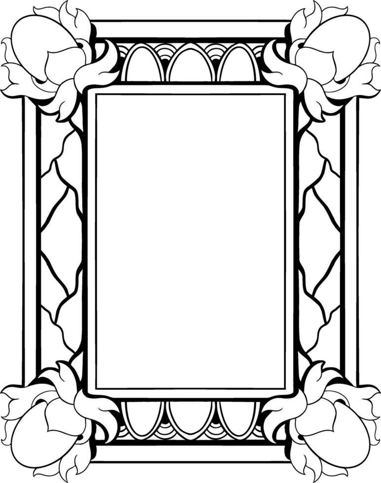 Lineart classic vintage carved ornament element design vector
