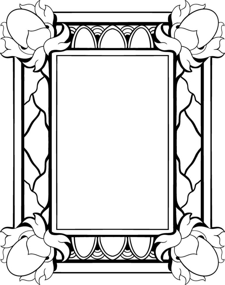 Lineart classic vintage carved ornament element design vector