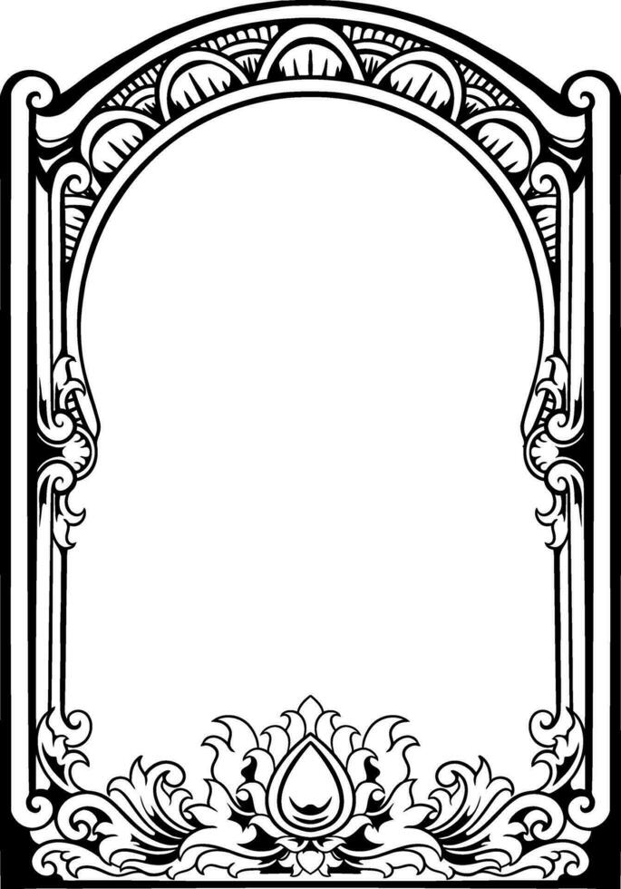 lineart  classic vintage carved ornament element design vector