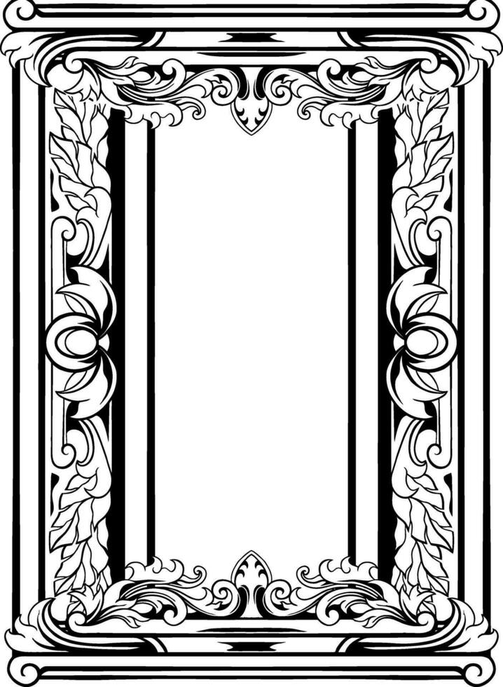 lineart  classic vintage carved ornament element design vector