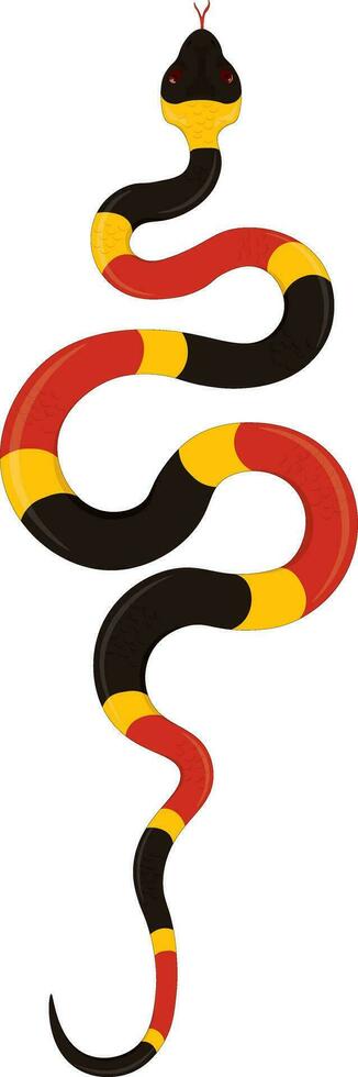 Red, black and yellow coral snake vector illustration