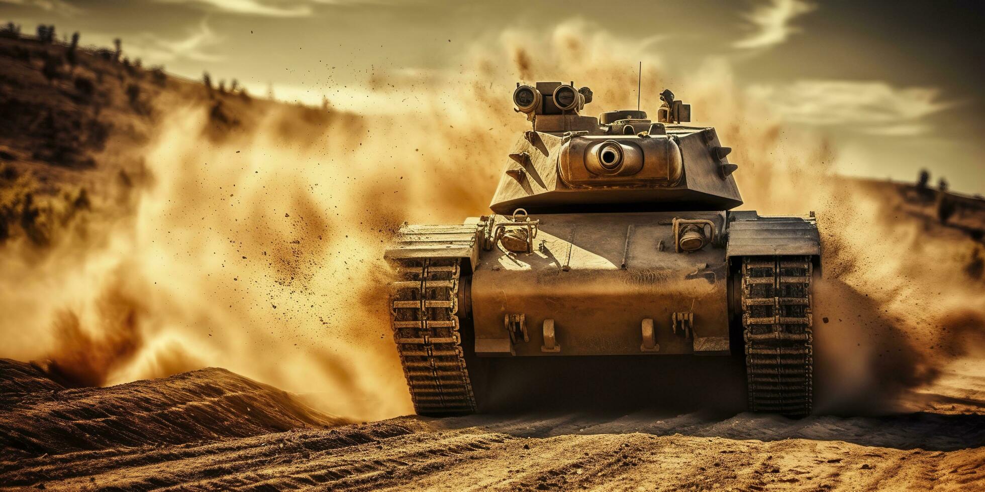 un cerca arriba Mira a el poder y destrucción de un mundo guerra ii tanque disparo caparazón. ai generativo foto